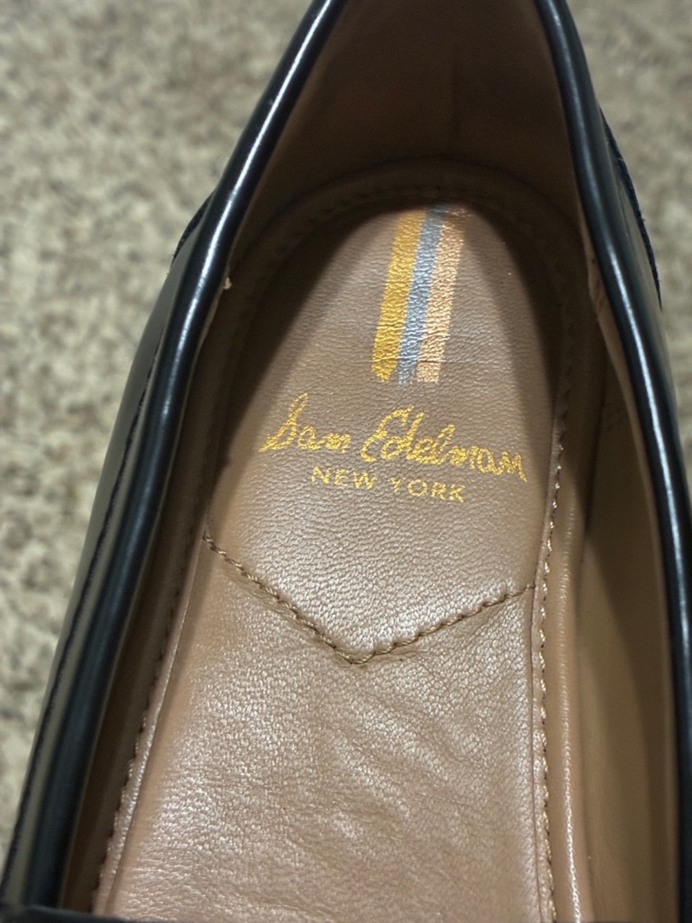 Sam Edelman Black Leather Loafers with Gold Bit - Picture 12 of 14